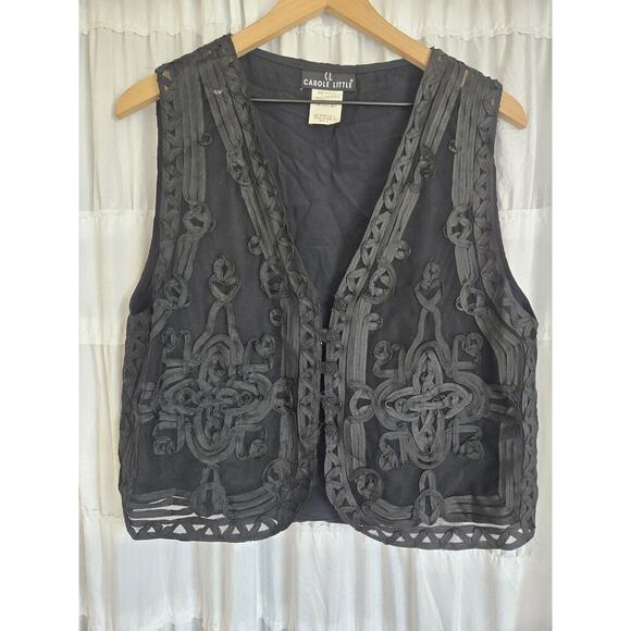 Carole Little Womens Small Black Vest Festival Rave Goth Emo Rock Concert Baddie - Picture 1 of 8